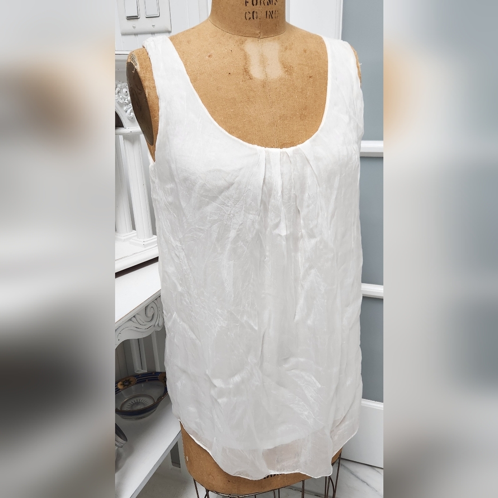 Silk Off-White/Cream "Via SIGNORIA" Made in Italy 2-Layer Tank EUC